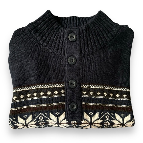 Method Mock Neck Charcoal Grey Sweater w/ White Pattern, 1/4 Button, Men’s Large - Picture 12 of 12